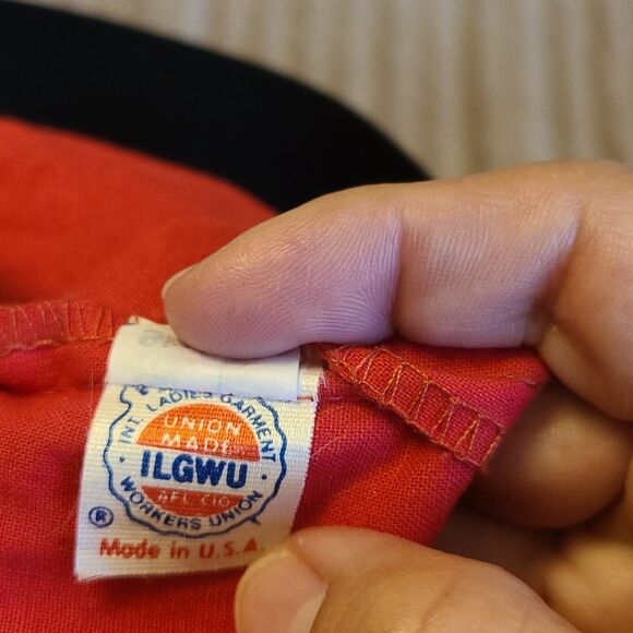 Vintage 80's union made peplum retro red and black  skirt sz 11 - Picture 6 of 11